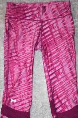 Under Armour Leggings Womens Medium Pink Tie-Dye Capri Pockets HeatGear